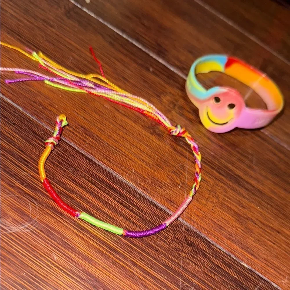 Kids Colorful Ring and Bracelet Set - 2 Bracelets and 1 Ring - BRAND NEW